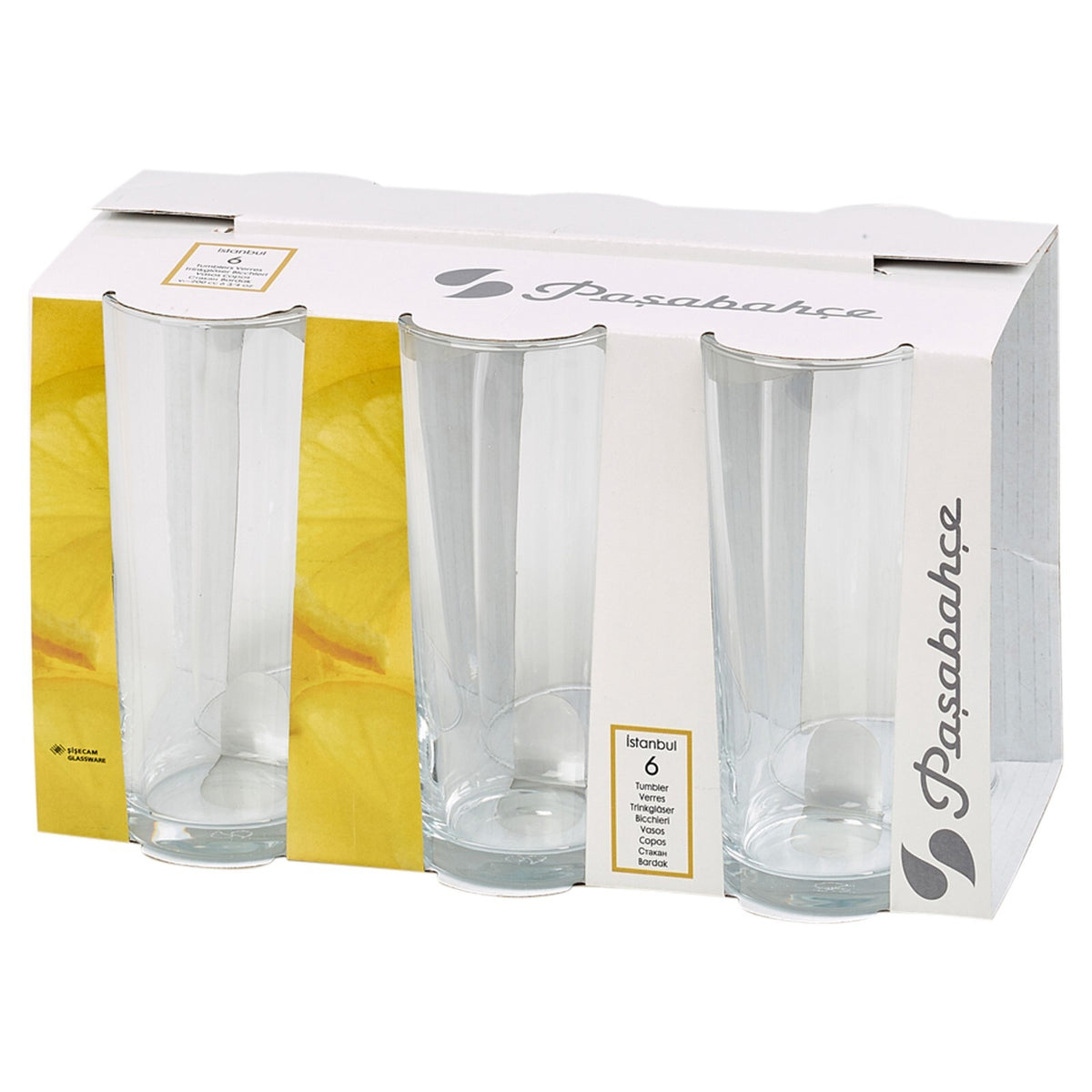 Set of 6 Clear Glass Tall Water Juice Drinking Highball Tumbler Glasses 200Ml