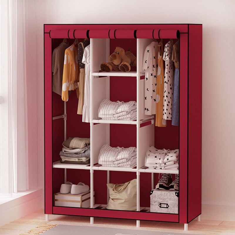 Fabric Wardrobe Organiser with Hanging Rail & Shelves