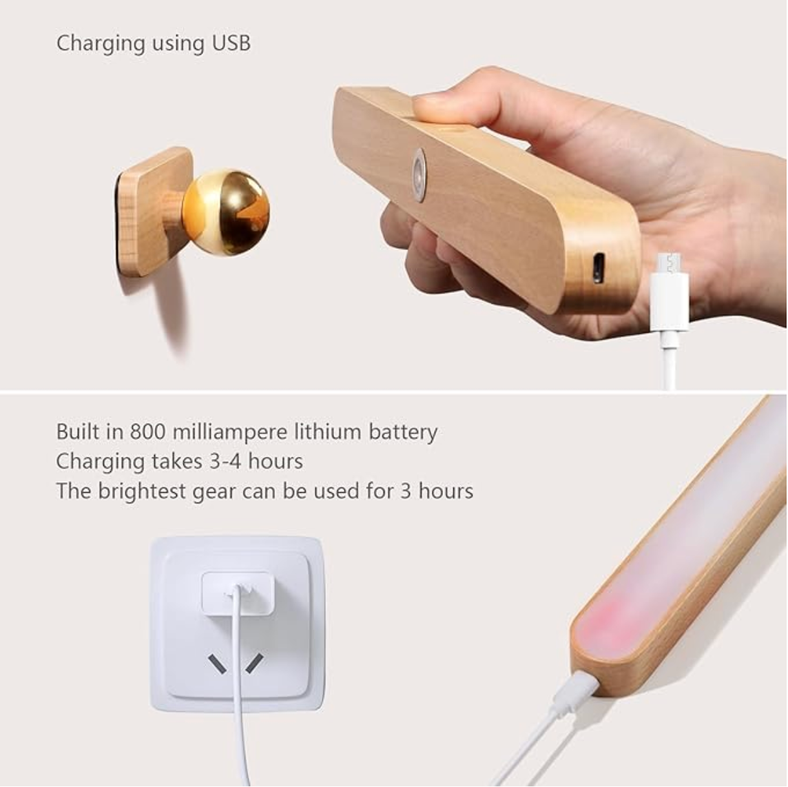USB Rechargeable Magnetic LED Wall Light