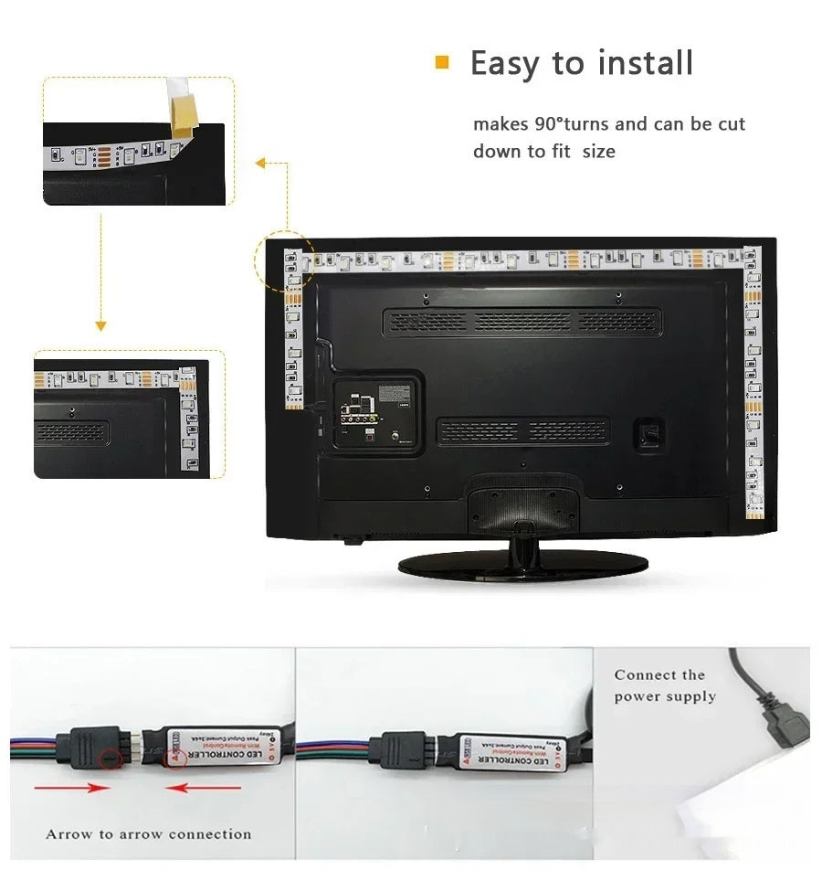 RGB LED Light Strip – Bluetooth App & Remote Control (USB 5V)