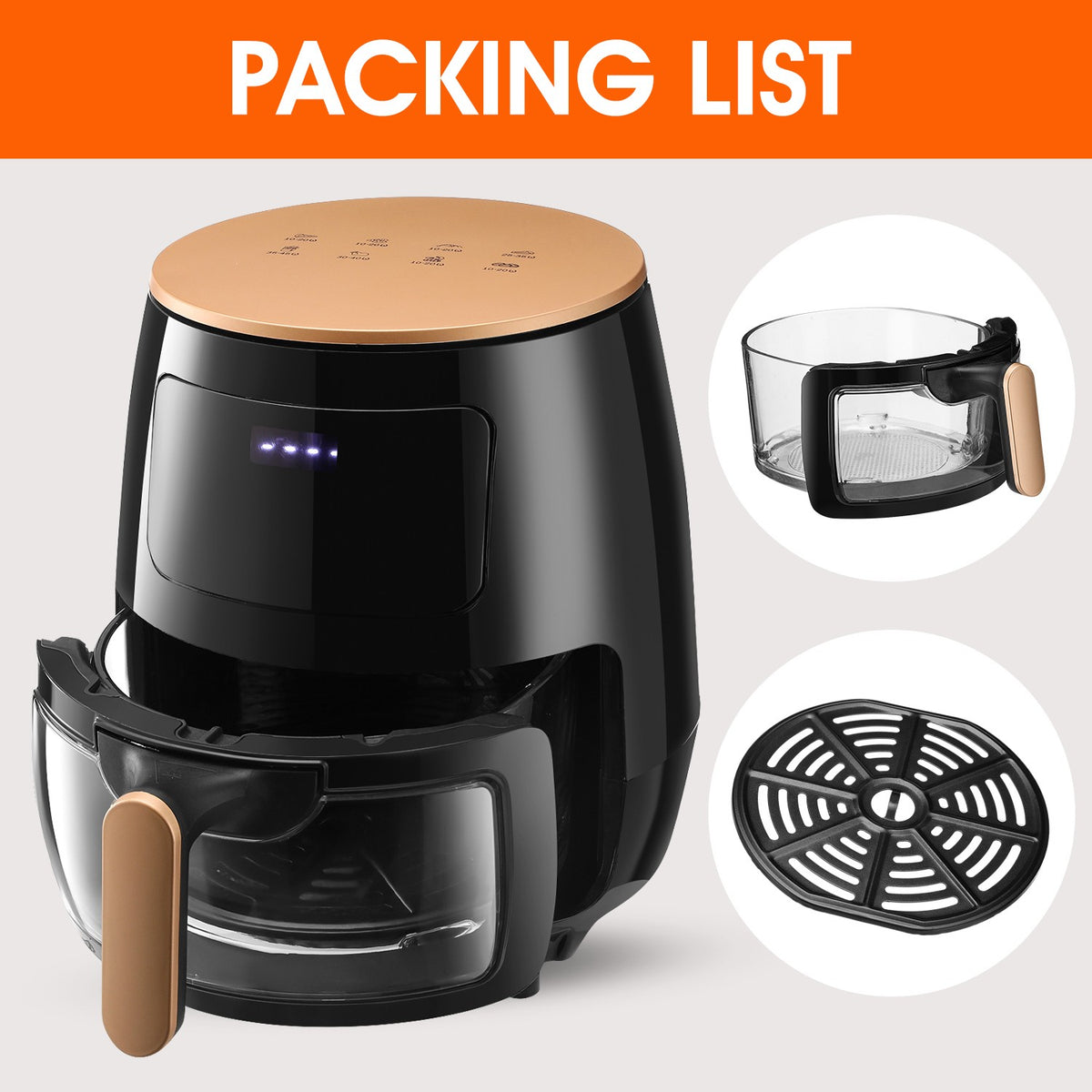 Air Fryer 6L Large Capacity Digital Touch Screen Mulitifunction Oil Free Frying