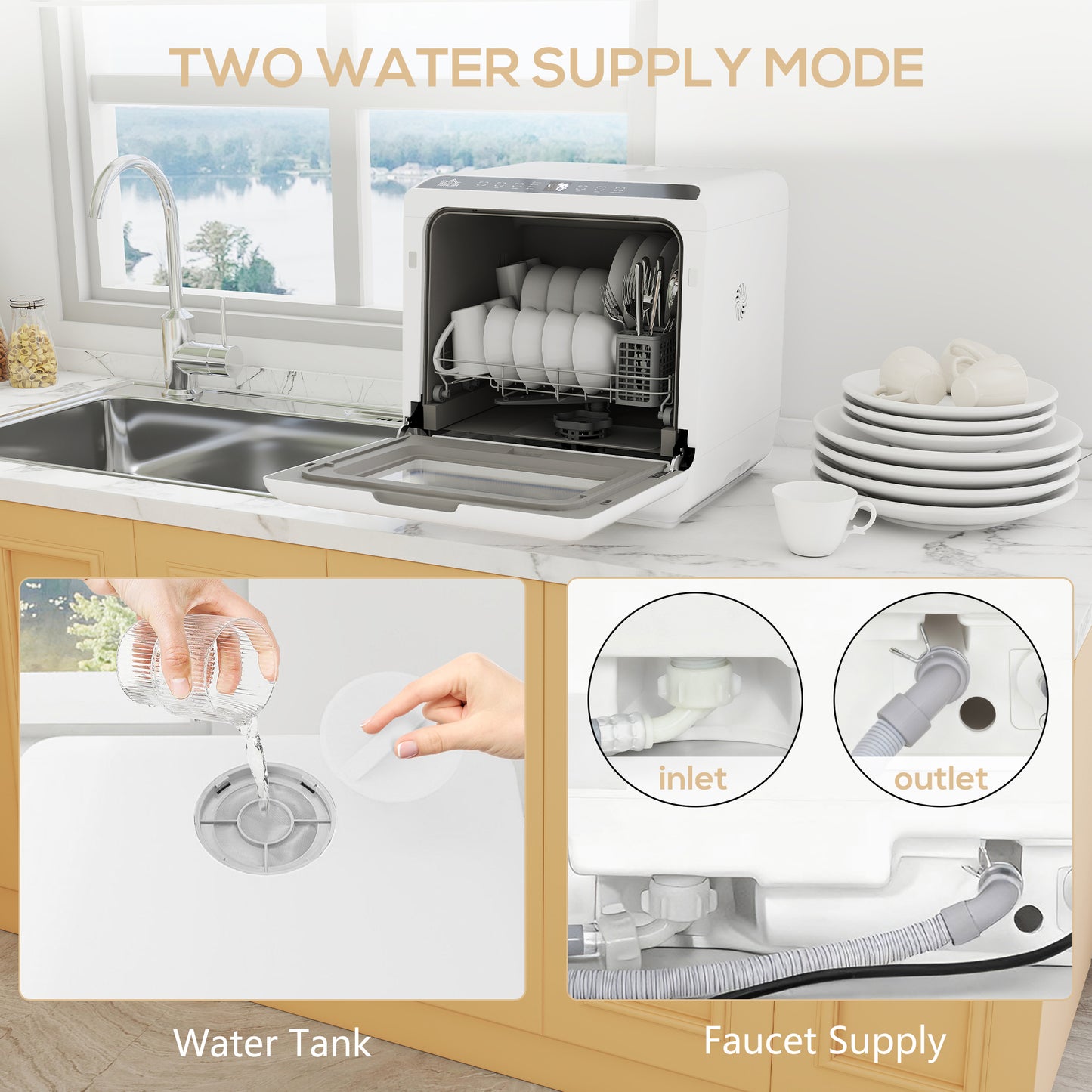 6L Tabletop Dishwasher – Five Wash Modes