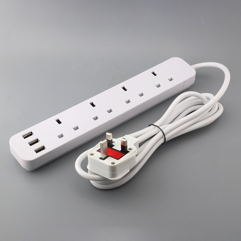 4-Socket Power Strip + 3 USB (3m Cable)