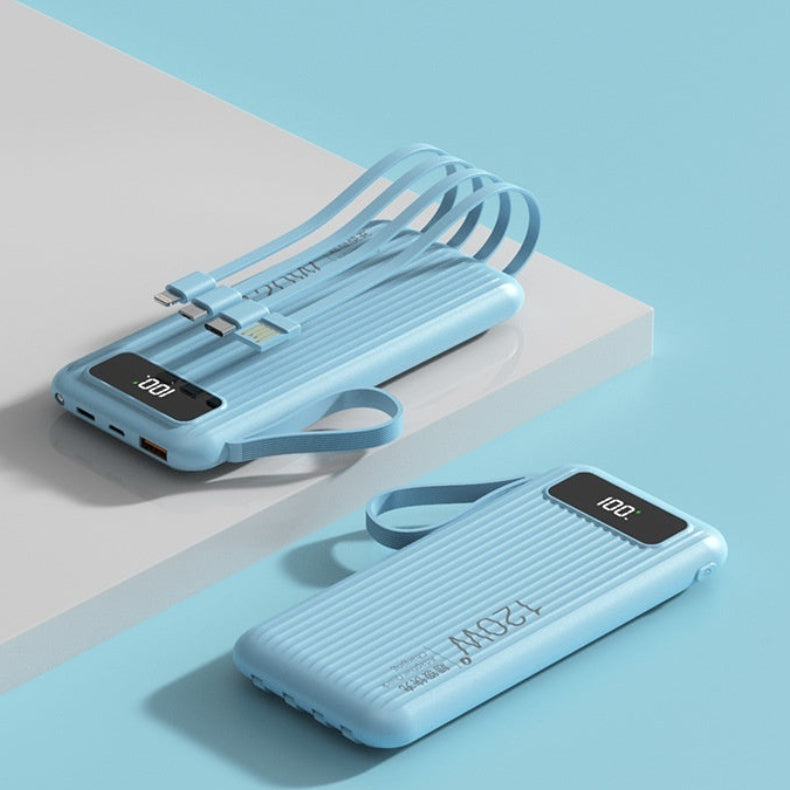20,000mAh Portable Power Bank – 120W Fast Charging + Built-In Cables.