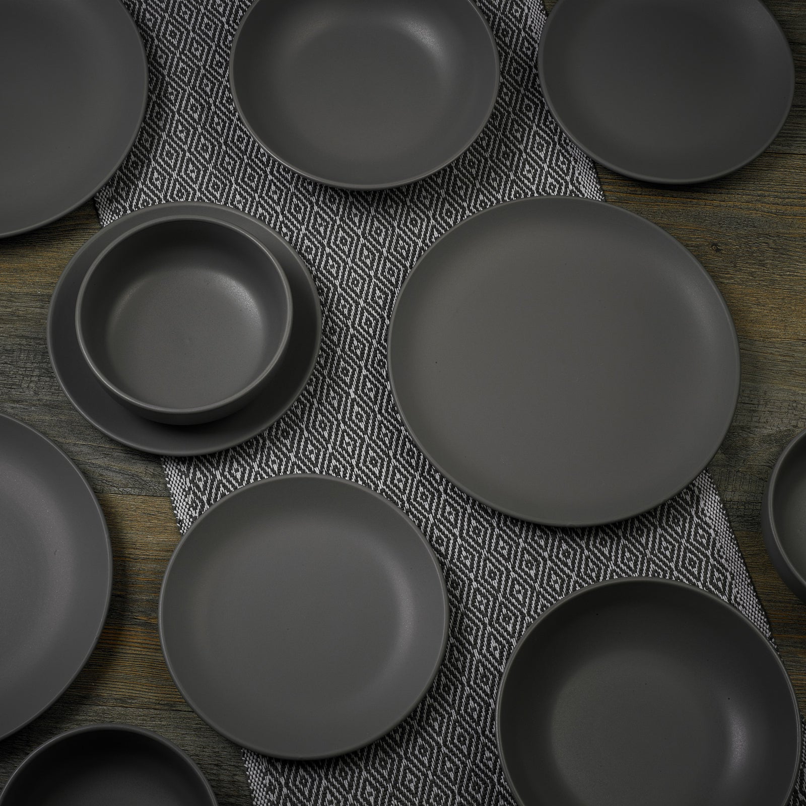 Coloured Stone Ceramic 12/24 Piece Dinnerware Crockery Plates Bowls Dining Set