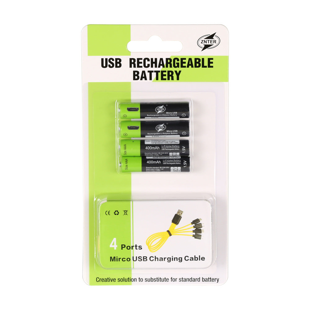 USB Rechargeable AAA Batteries – Pack of 4 (Charging Cable Included)