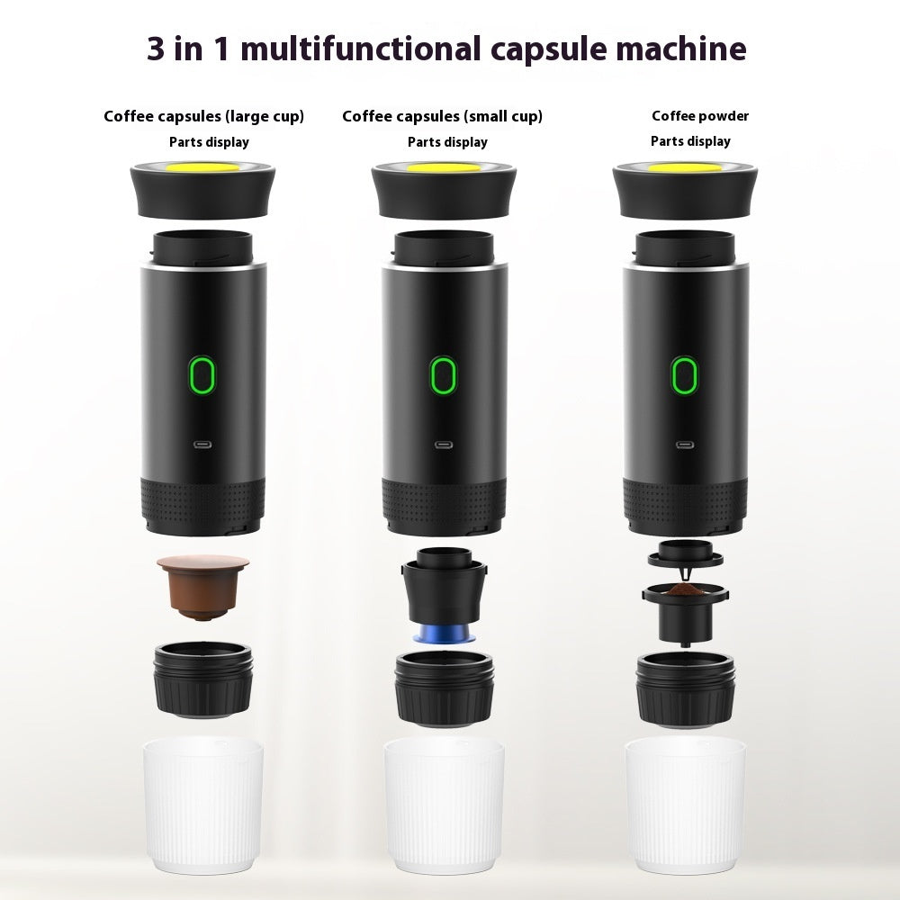 Electric 3-in-1 Portable Espresso Maker (pods and ground coffee)