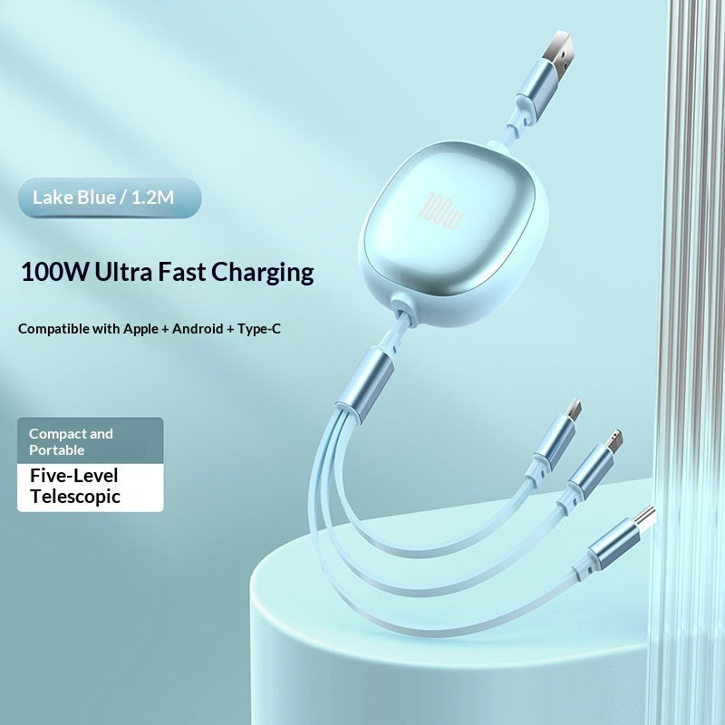 Metal case 3-in-1 Retractable Fast Charging Cable