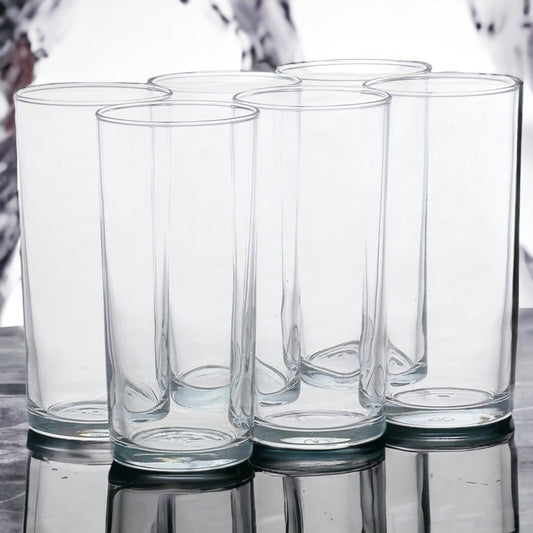 Set of 6 Clear Glass Tall Water Juice Drinking Highball Tumbler Glasses 200Ml