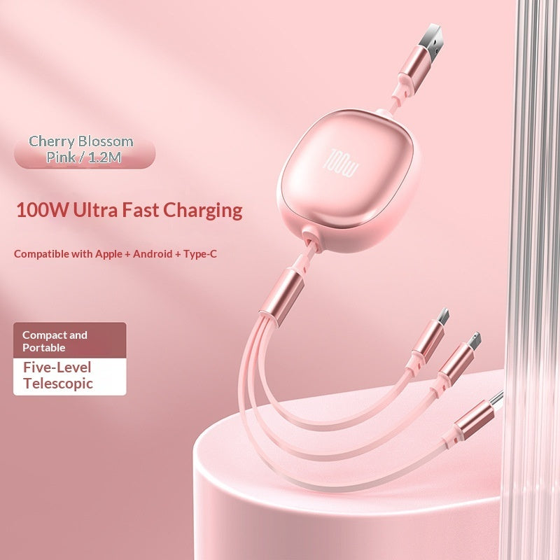 Metal case 3-in-1 Retractable Fast Charging Cable
