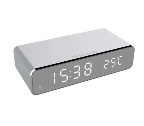 LED Electric Alarm Clock With Wireless Charger (USB)