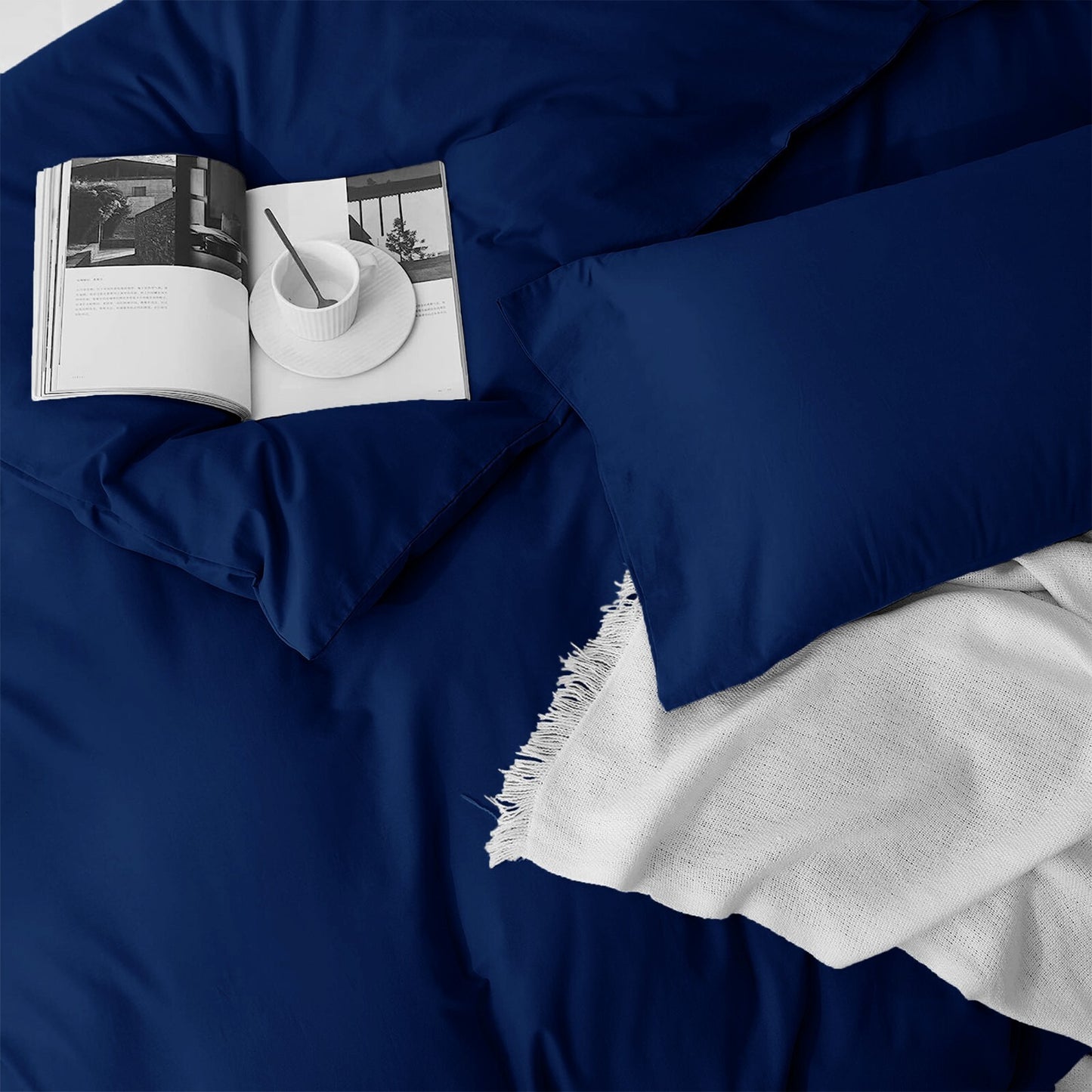 Plain Duvet Cover Luxury Reversible Quilt Cover Bedding Set Single Double King