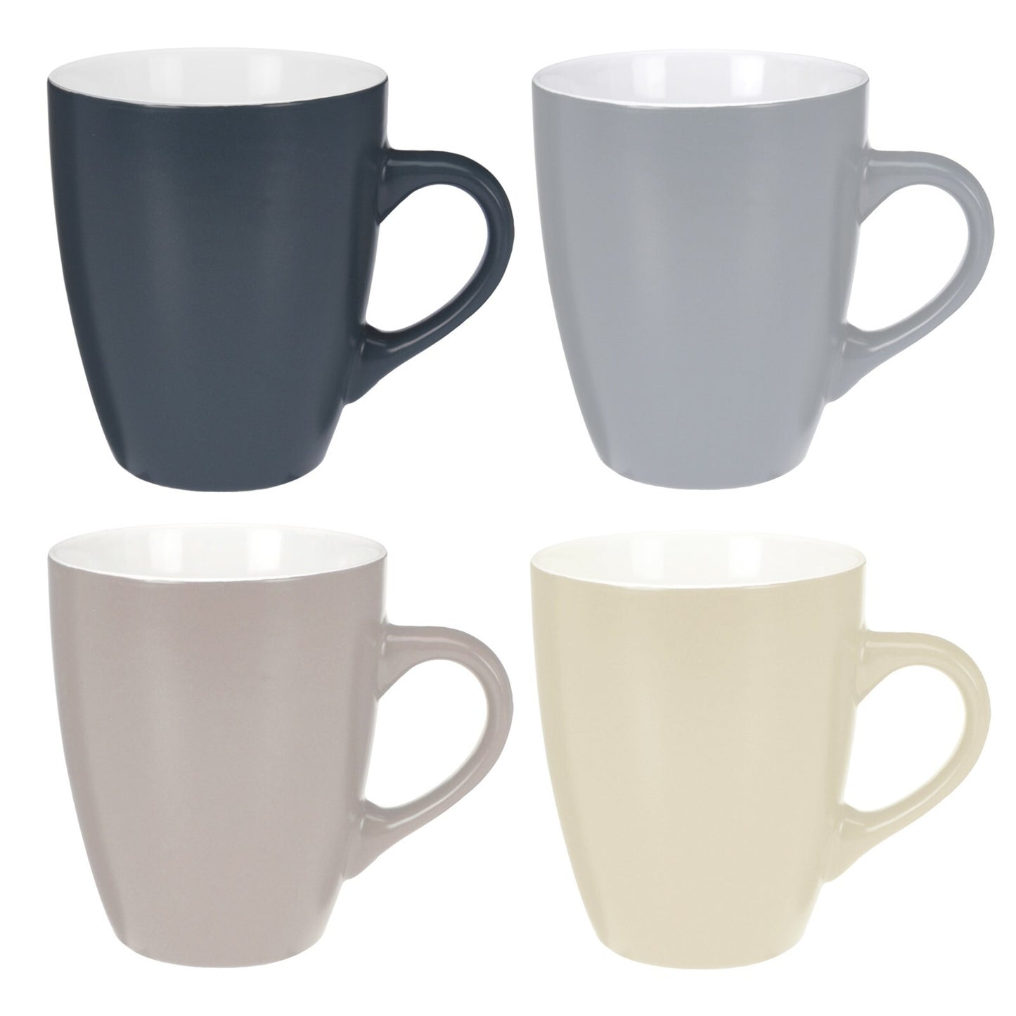 Vibrant Set of 4 Coloured Porcelain Stoneware Coffee Mugs - Perfect for Tea and Hot Drinks - 340ml Capacity