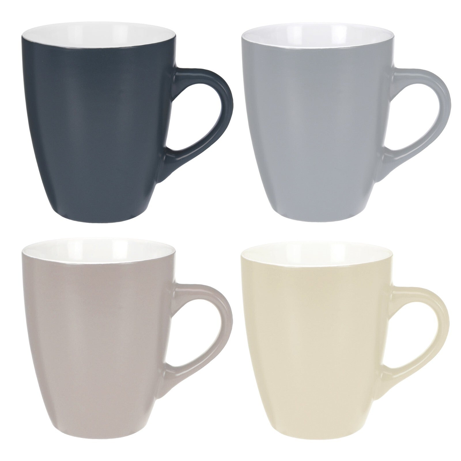 Vibrant Set of 4 Coloured Porcelain Stoneware Coffee Mugs - Perfect for Tea and Hot Drinks - 340ml Capacity