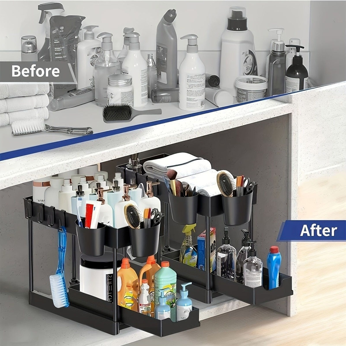 Under-Sink Storage Organiser (tool free assembly)