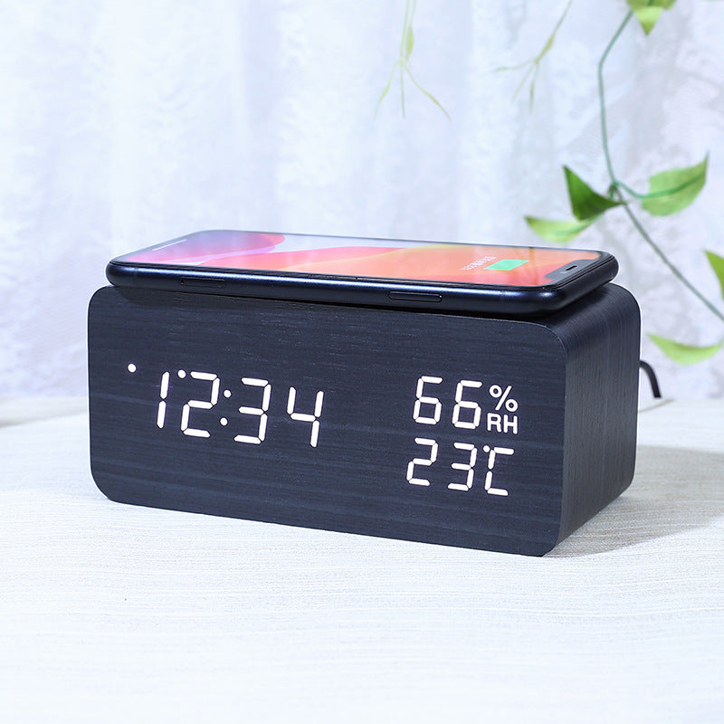 Smart Wooden Wireless Charging Alarm Clock
