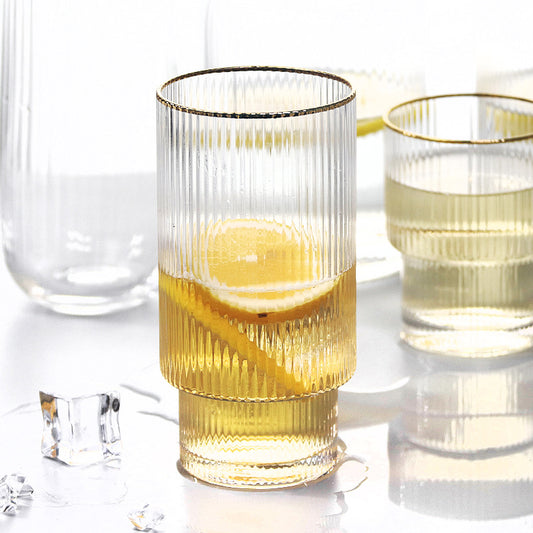 Ribbed Glass Drinking Tumbler