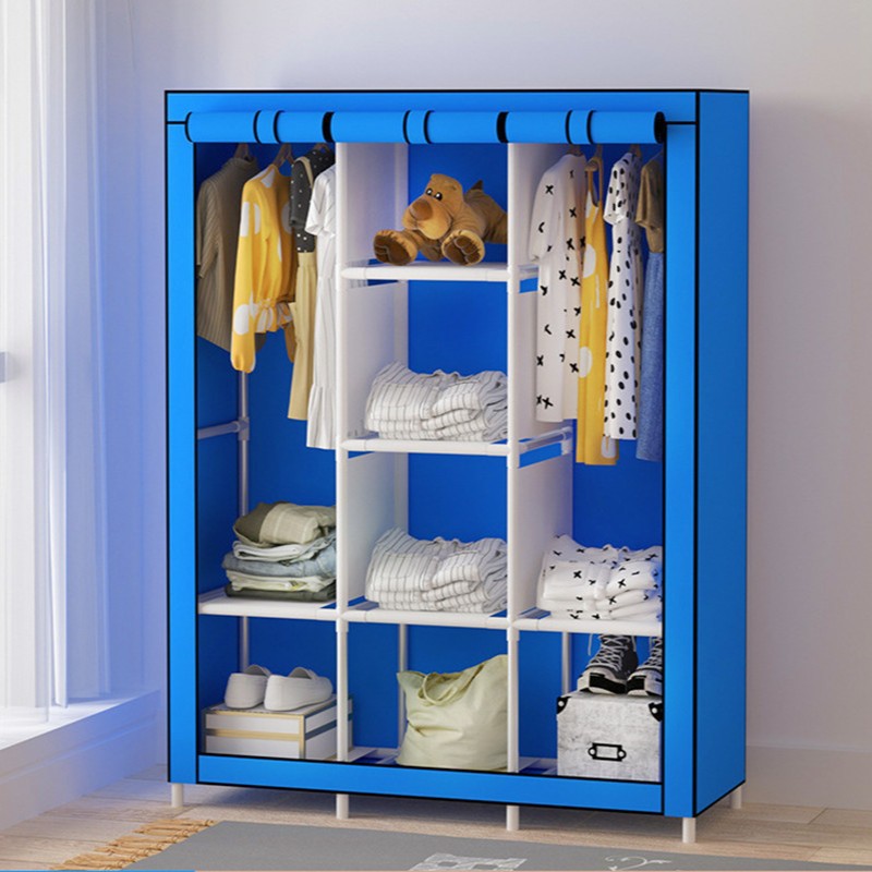 Fabric Wardrobe Organiser with Hanging Rail & Shelves