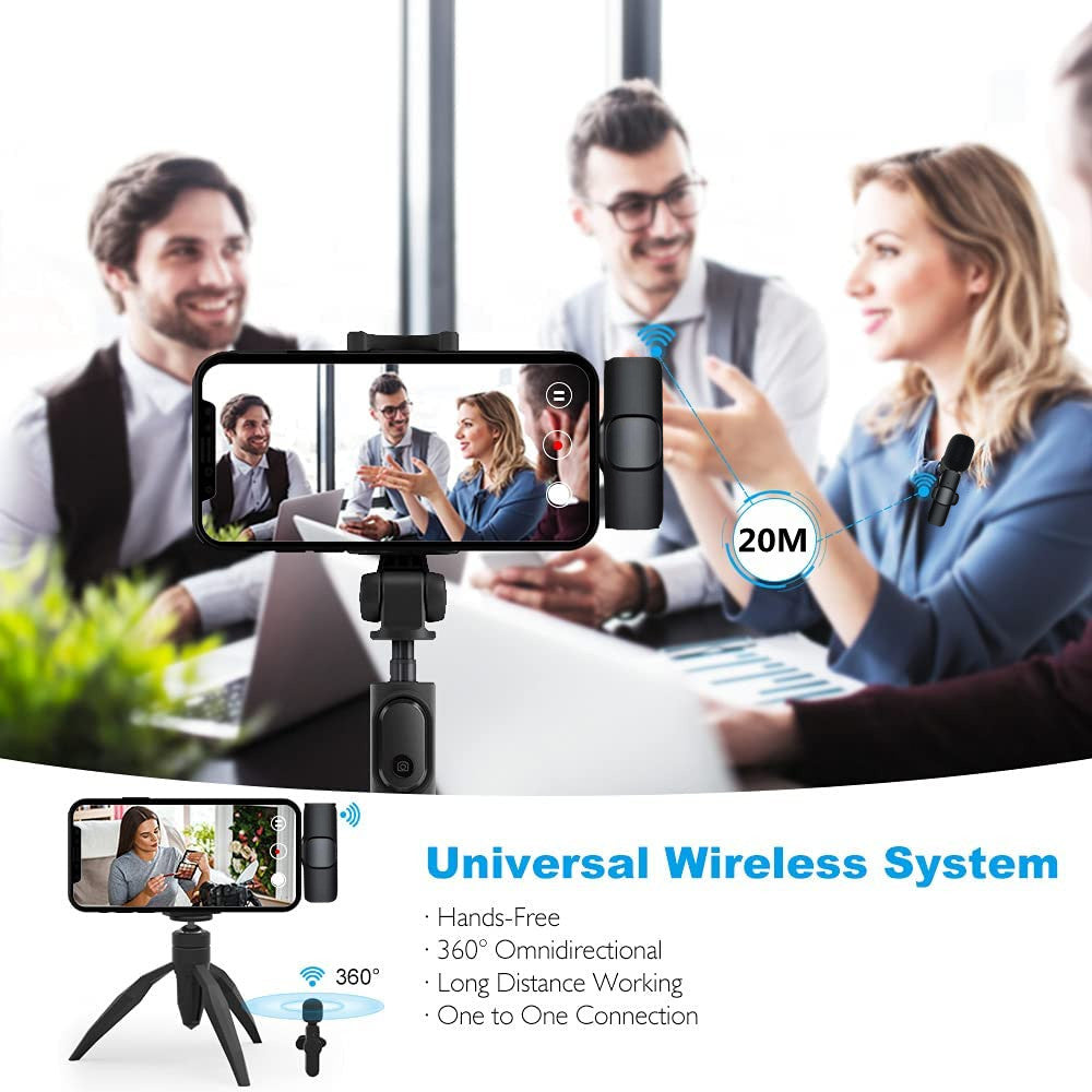 Wireless Lavalier Clip-On Microphone for iPhone, Android, Laptop (Lightning / USB-C)