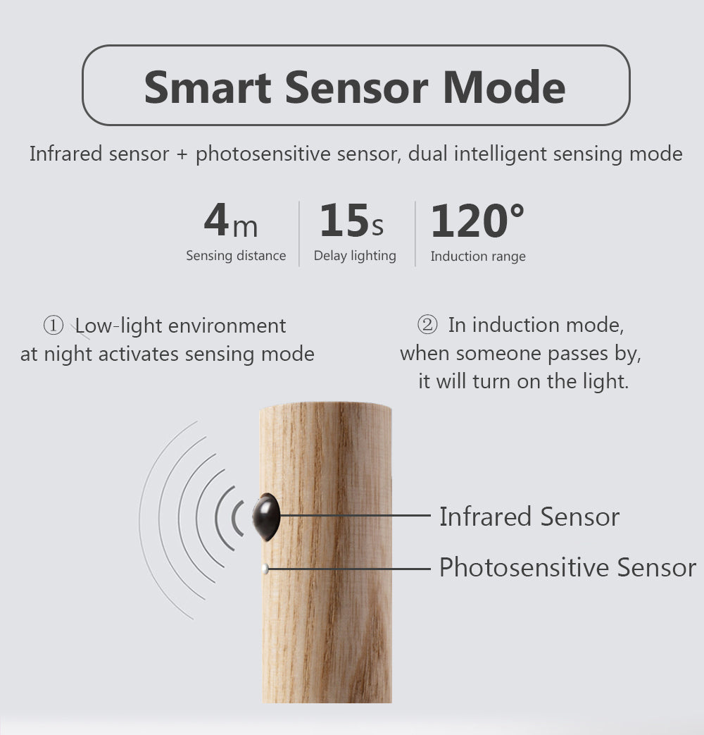 Motion Sensor LED USB Magnetic Wood Wireless Night Light (USB)