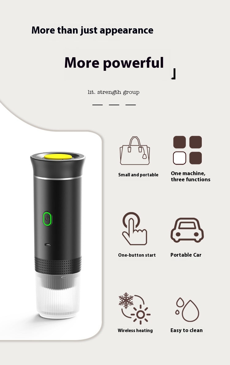 Electric 3-in-1 Portable Espresso Maker (pods and ground coffee)