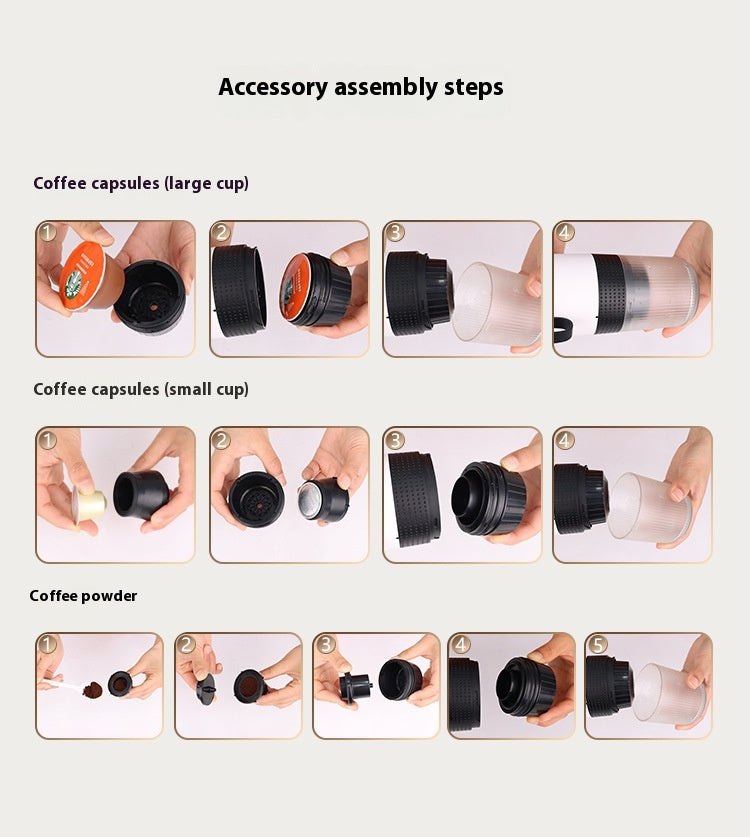 Electric 3-in-1 Portable Espresso Maker (pods and ground coffee)