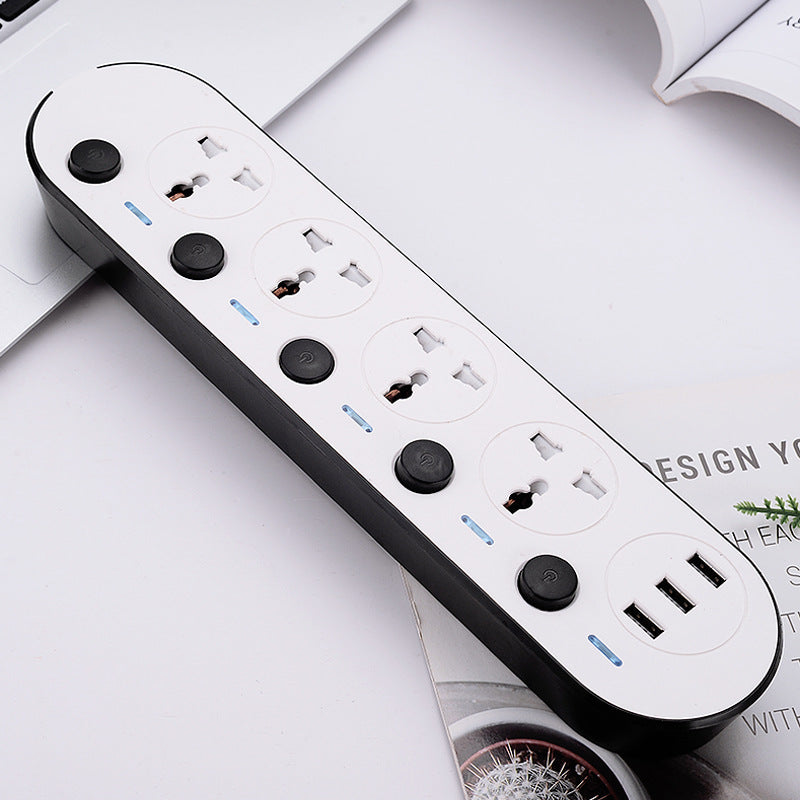 Multi-Switch Power Strip – 4 Plug Sockets + 3 USB (Fast Charging)