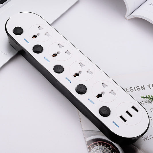 Multi-Switch Power Strip – 4 Plug Sockets + 3 USB (Fast Charging)