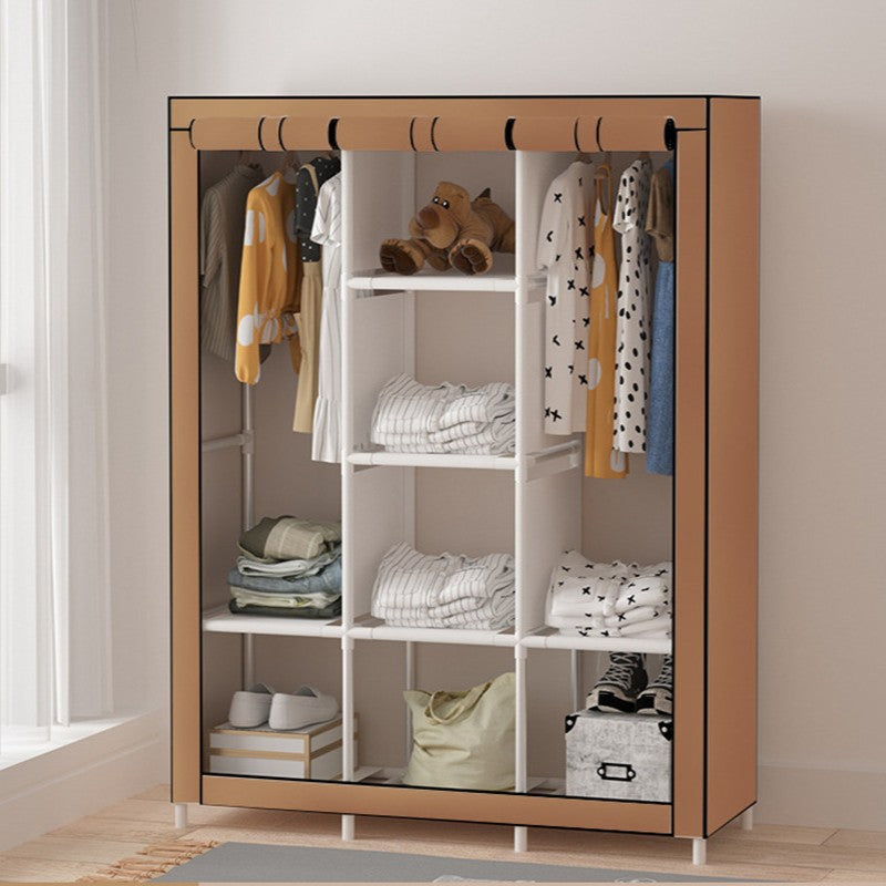 Fabric Wardrobe Organiser with Hanging Rail & Shelves