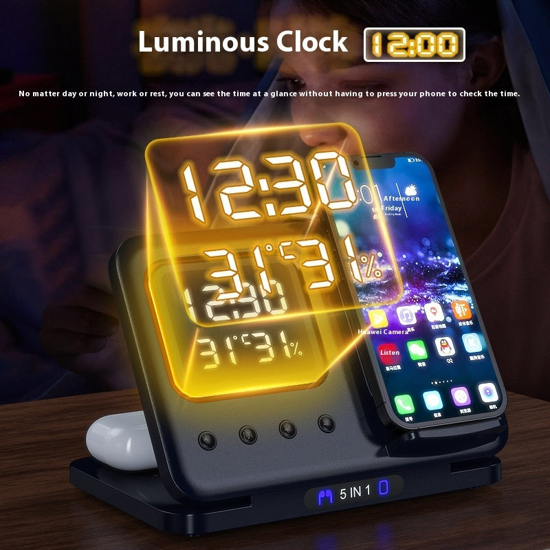 5-in-1 Wireless Charging Station & LED Alarm Clock