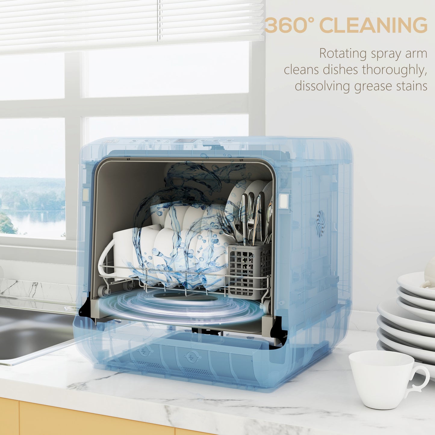 6L Tabletop Dishwasher – Five Wash Modes