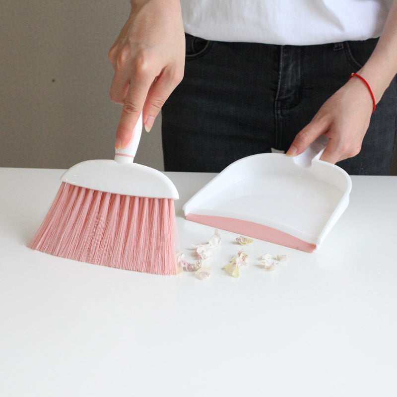Plastic Dustpan and Brush Set - low, flat storage profile