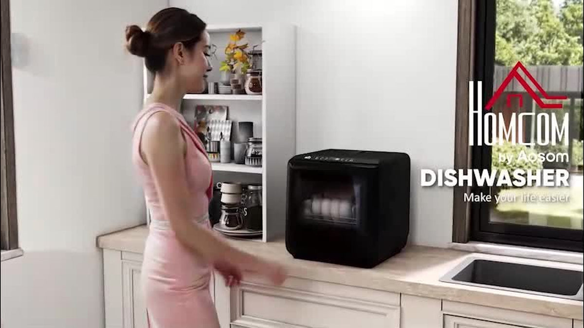 Tabletop Dishwasher, Mini Countertop Dishwasher with Built-In 6L Water Tank