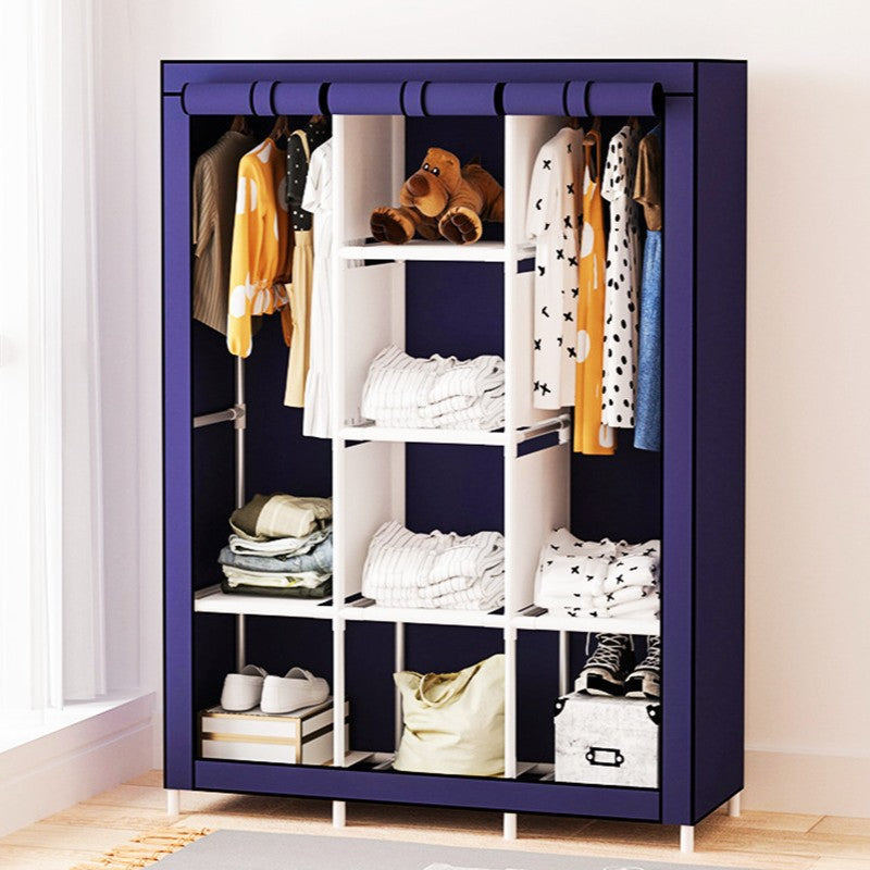 Fabric Wardrobe Organiser with Hanging Rail & Shelves