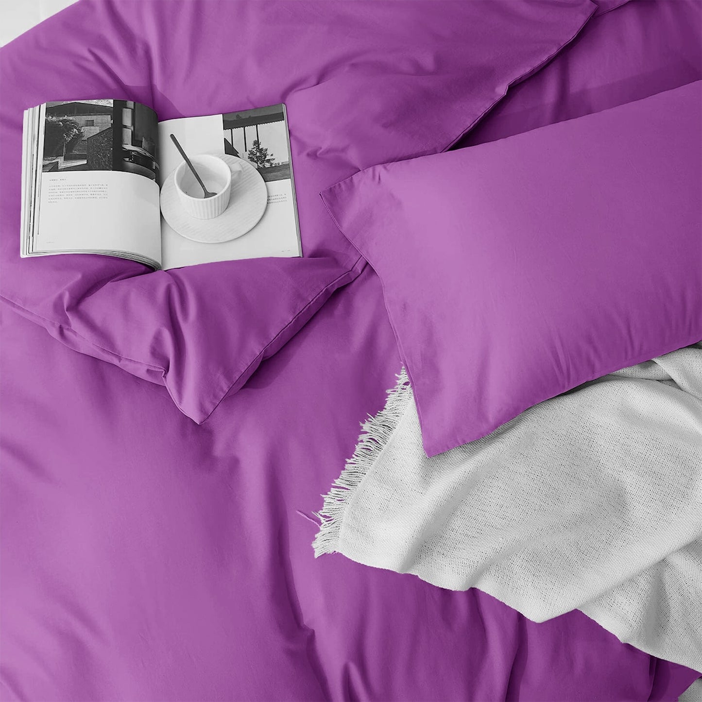 Plain Duvet Cover Luxury Reversible Quilt Cover Bedding Set Single Double King