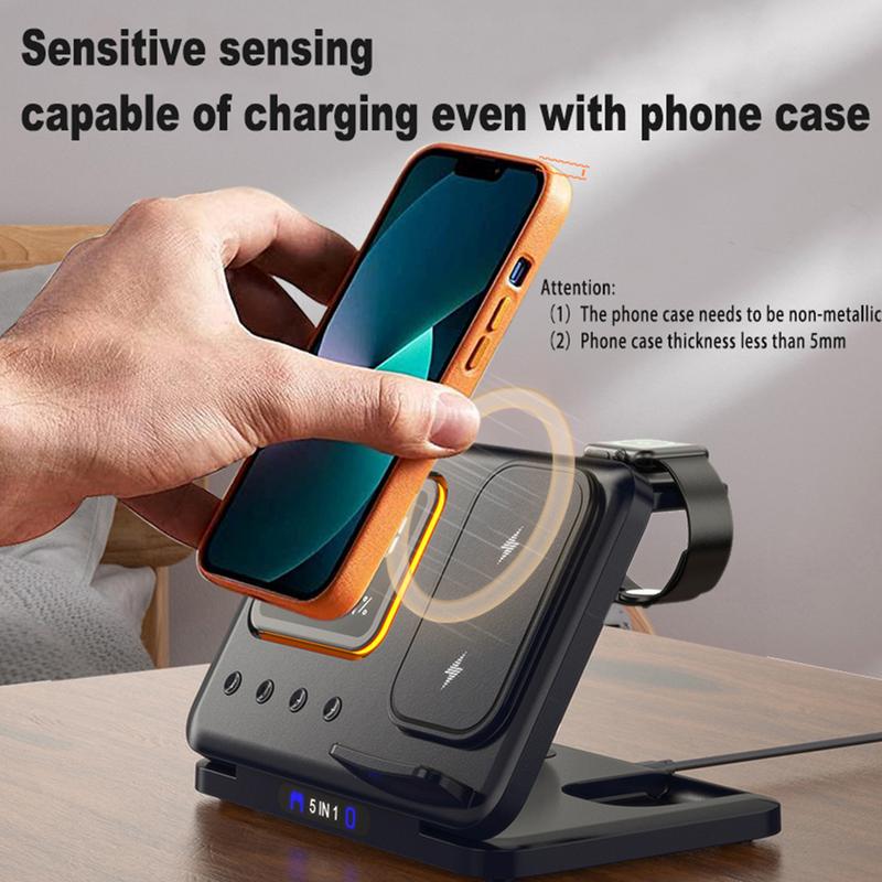 5-in-1 Wireless Charging Station & LED Alarm Clock