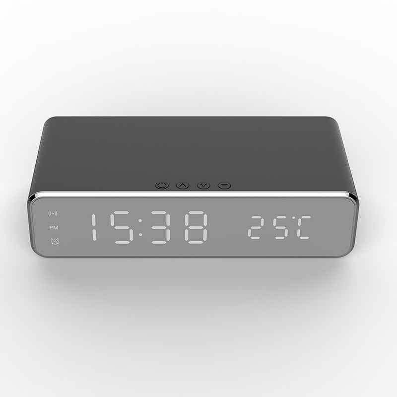 LED Mirror Alarm Clock with Wireless Charging