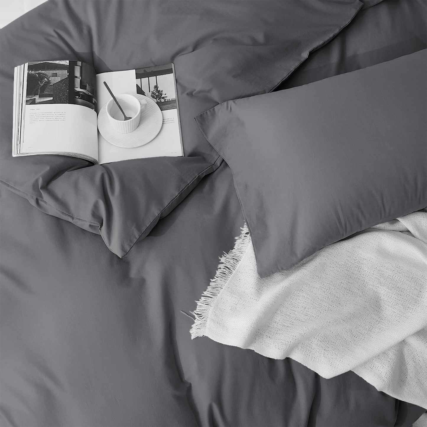 Plain Duvet Cover Luxury Reversible Quilt Cover Bedding Set Single Double King