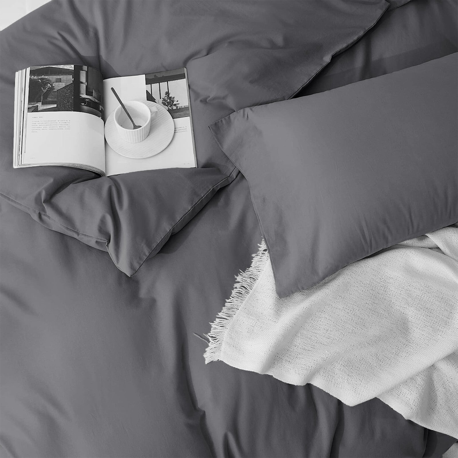 Plain Duvet Cover Luxury Reversible Quilt Cover Bedding Set Single Double King