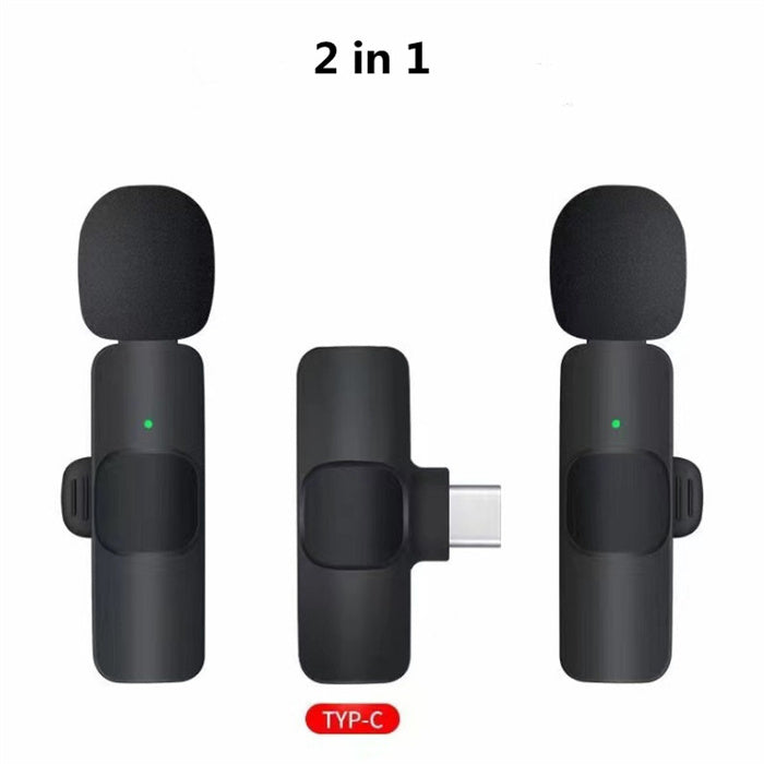 Wireless Lavalier Clip-On Microphone for iPhone, Android, Laptop (Lightning / USB-C)