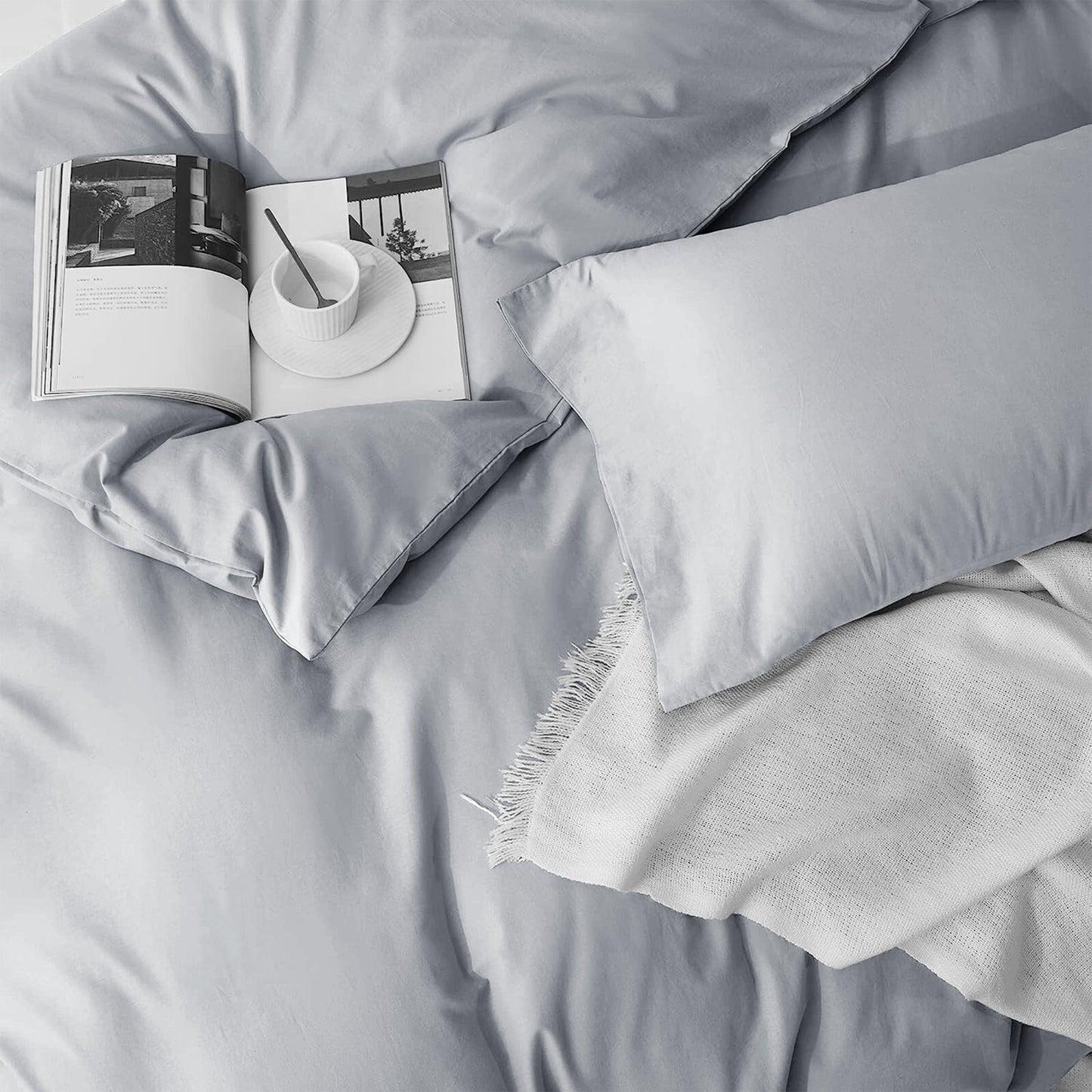 Plain Duvet Cover Luxury Reversible Quilt Cover Bedding Set Single Double King