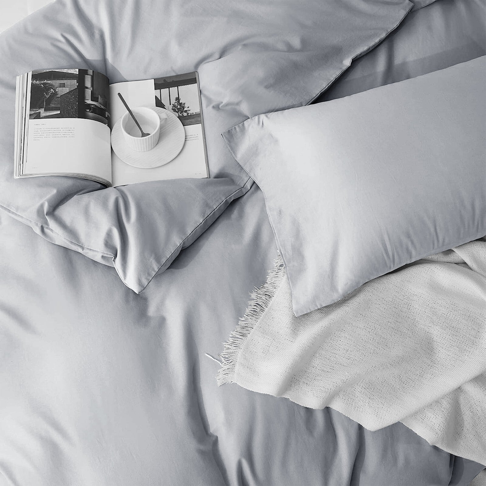 Plain Duvet Cover Luxury Reversible Quilt Cover Bedding Set Single Double King