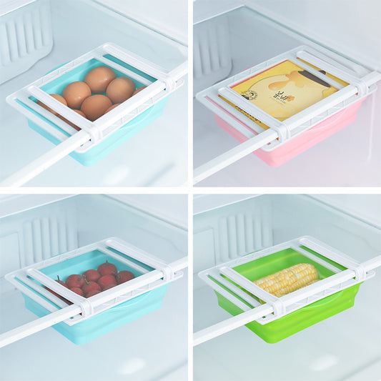 Fridge Organiser with Foldable Storage Boxes (Transparent)
