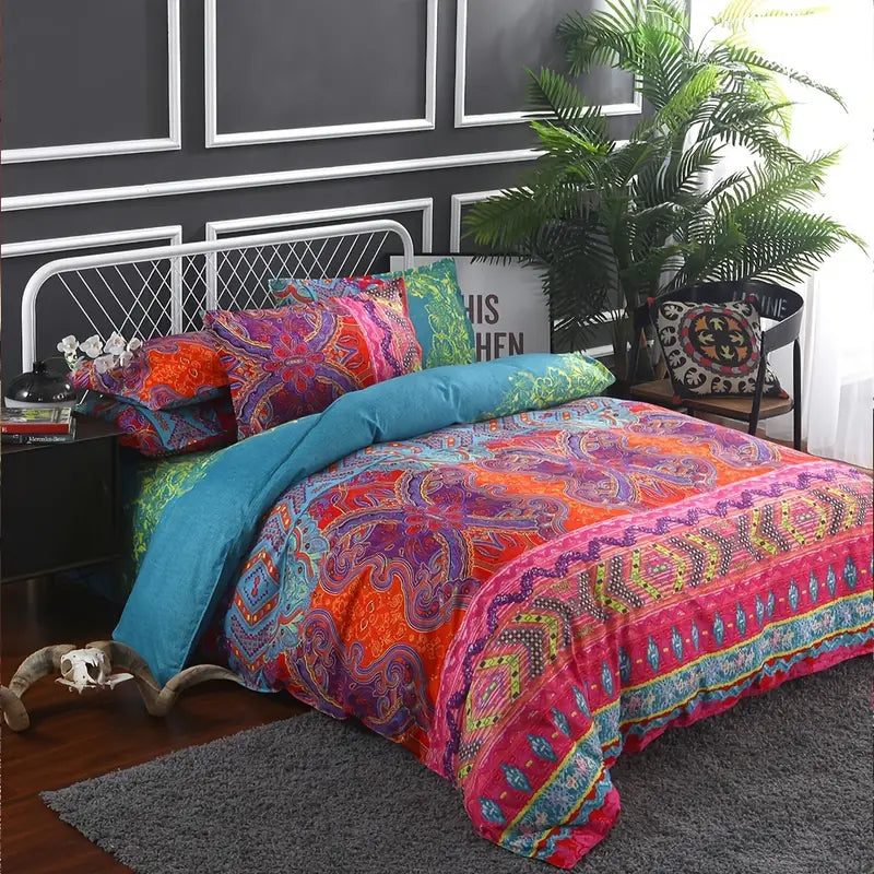 3-Piece Boho Bedding Set. Duvet Cover + 2 Pillowcases