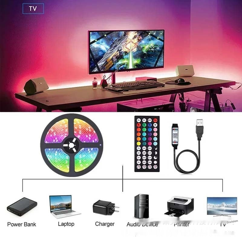 RGB LED Light Strip – Bluetooth App & Remote Control (USB 5V)