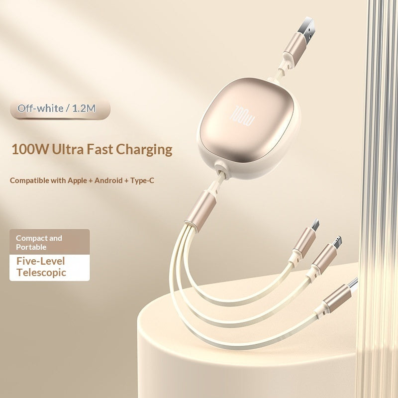 Metal case 3-in-1 Retractable Fast Charging Cable