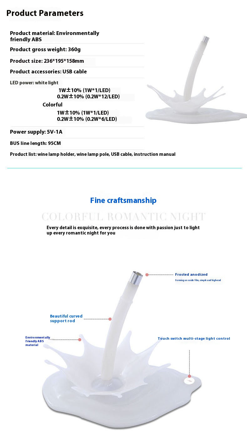 Pouring Light Bar Touch Table Lamp USB Rechargeable