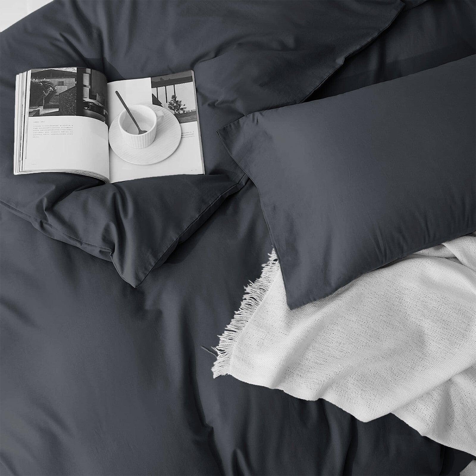 Plain Duvet Cover Luxury Reversible Quilt Cover Bedding Set Single Double King