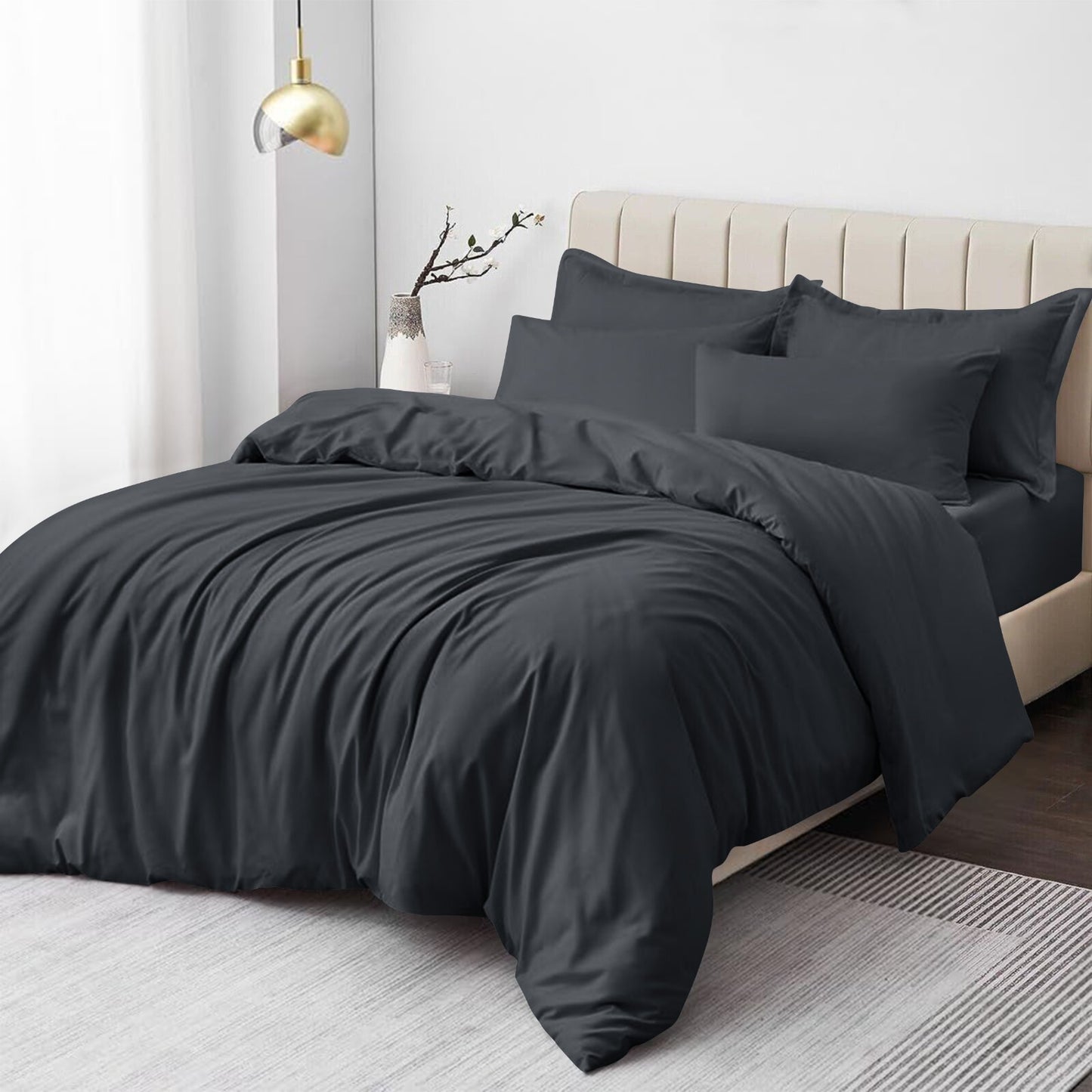 Plain Duvet Cover Luxury Reversible Quilt Cover Bedding Set Single Double King