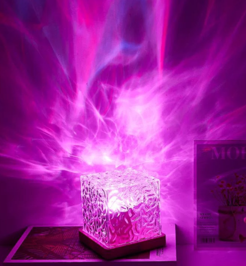 Northern Lights Wooden Rotating Wave Projector Lamp